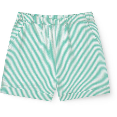 COPENHAGEN COLORS Sharp Green W Cream Stripe Seersucker Shorts Sporty