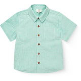 COPENHAGEN COLORS Sharp Green W Cream Stripe Seersucker Ss Skjorta