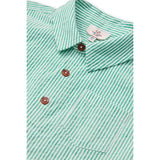 COPENHAGEN COLORS Sharp Green W Cream Stripe Seersucker Ss Skjorta