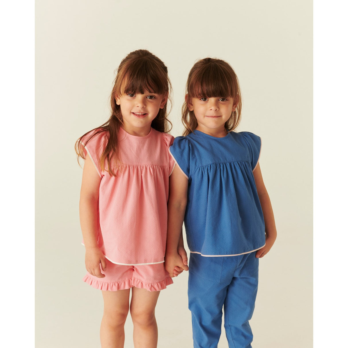 COPENHAGEN COLORS Pink Comb. Blus W. Contrast Piping