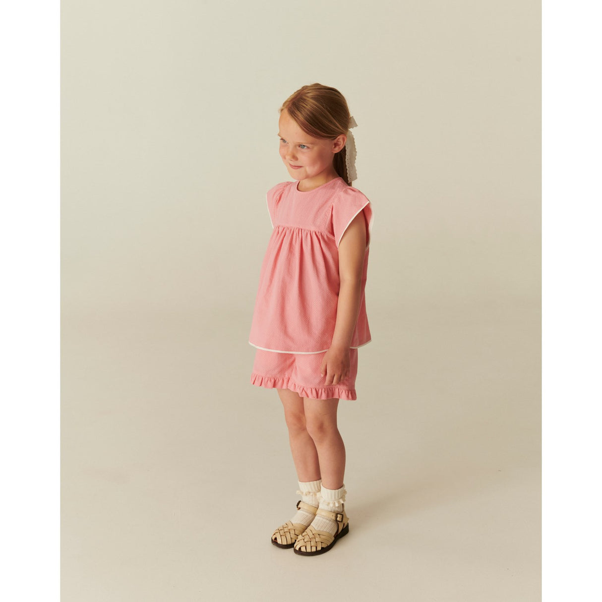 COPENHAGEN COLORS Pink Comb. Blus W. Contrast Piping