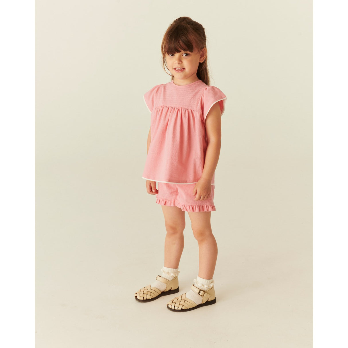 COPENHAGEN COLORS Pink Comb. Blus W. Contrast Piping