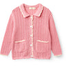 COPENHAGEN COLORS Pink W Cream Crochet Ls Cardigan