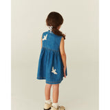 COPENHAGEN COLORS Indigo Blue Washed Denim Klänning W. Crochet Doves