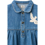 COPENHAGEN COLORS Indigo Blue Washed Denim Klänning W. Crochet Doves