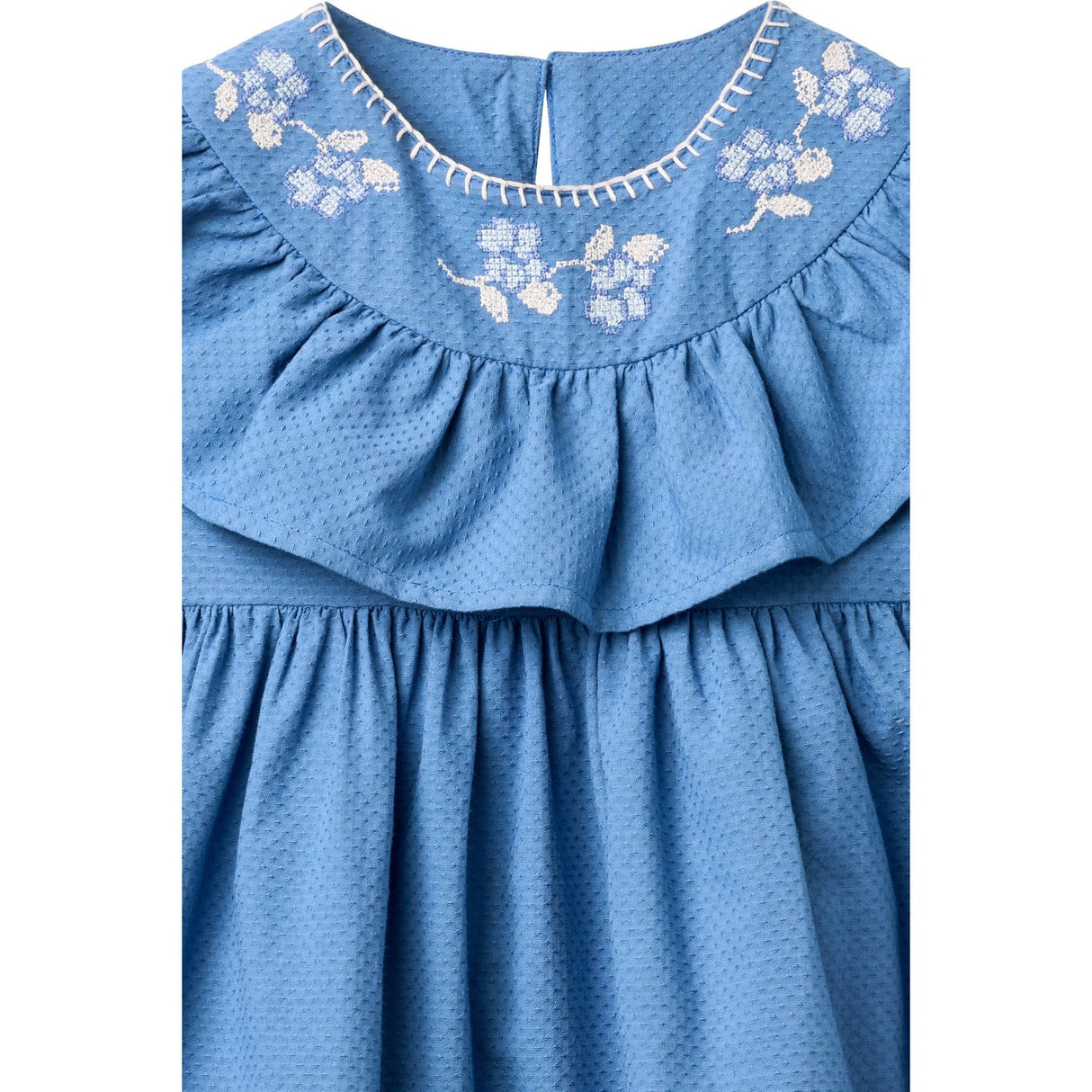 COPENHAGEN COLORS Ocean Blue Comb. Frill Klänning W. Deco Edge