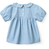 COPENHAGEN COLORS Blue Houndstooth Mini Houndstooth Blus W. Krage