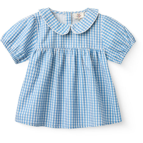 COPENHAGEN COLORS Blue Houndstooth Mini Houndstooth Blus W. Krage