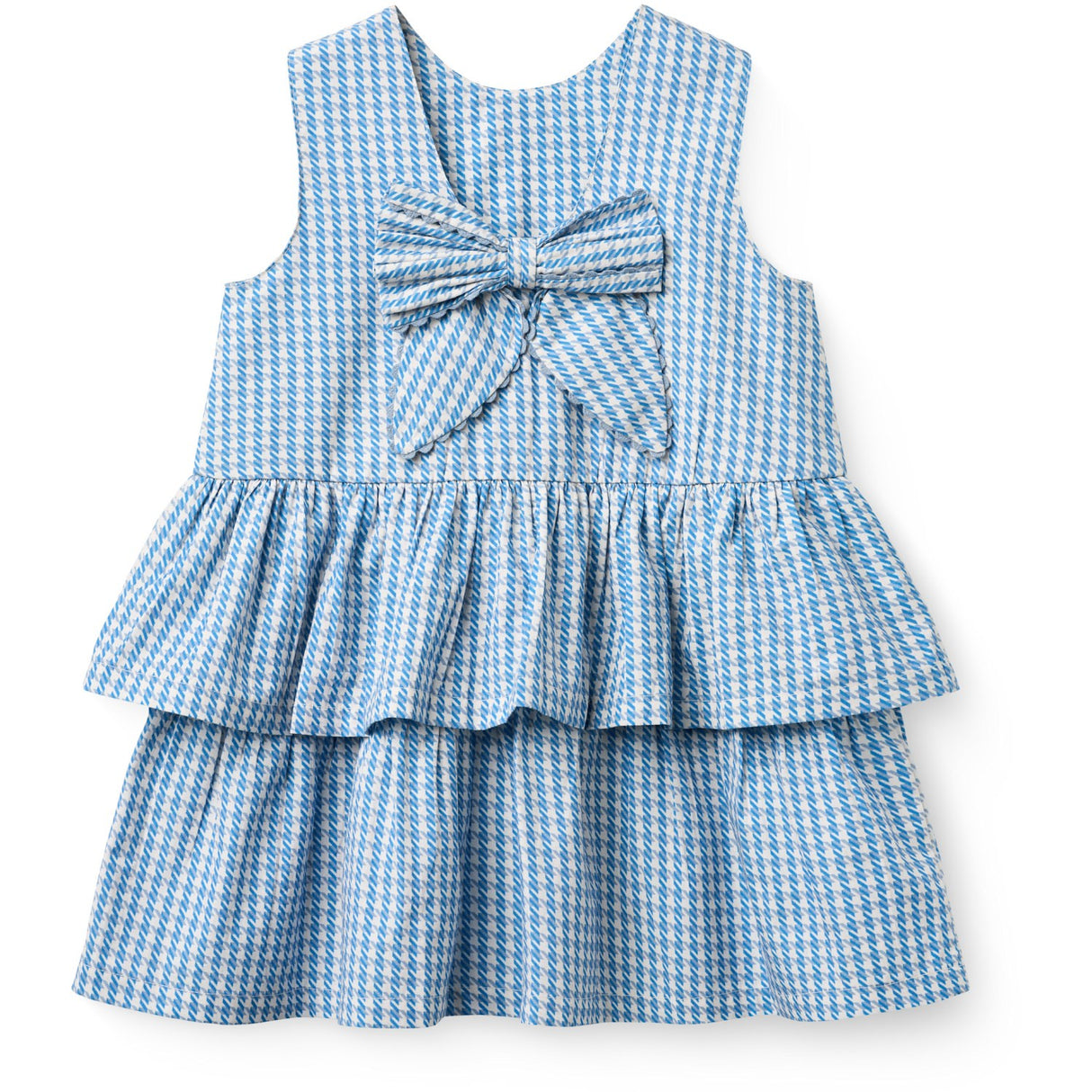 COPENHAGEN COLORS Blue Houndstooth Mini Houndstooth Klänning W. Rosett