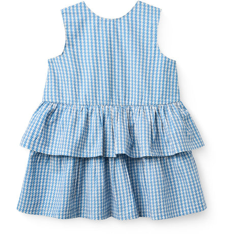 COPENHAGEN COLORS Blue Houndstooth Mini Houndstooth Klänning W. Rosett
