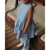 COPENHAGEN COLORS Blue Houndstooth Mini Houndstooth Byxor