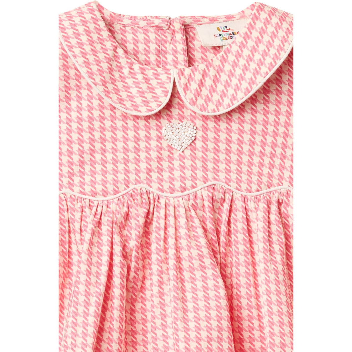 COPENHAGEN COLORS Pink Houndstooth Mini Houndstooth Ss Blus W. Krage