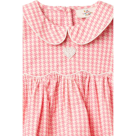 COPENHAGEN COLORS Pink Houndstooth Mini Houndstooth Ss Blus W. Krage