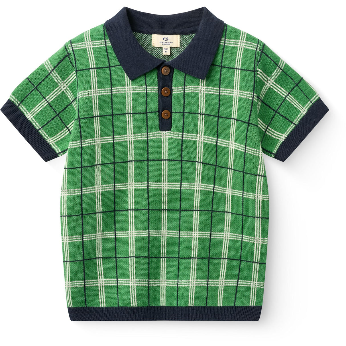 COPENHAGEN COLORS Green Comb. Stickad Checkered Pikétröja