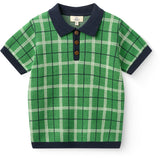 COPENHAGEN COLORS Green Comb. Stickad Checkered Pikétröja
