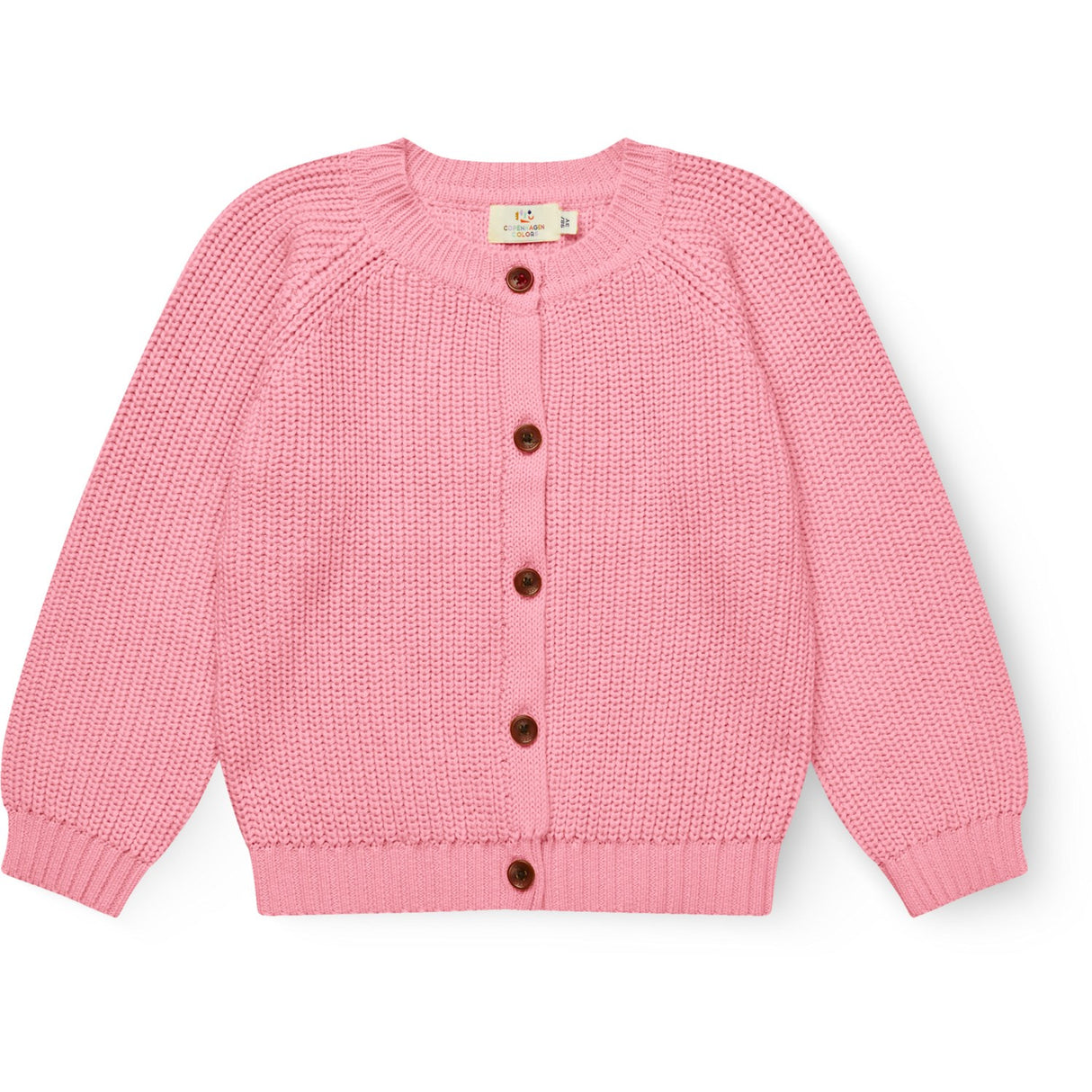 COPENHAGEN COLORS Pink Stickad Classic Rib Cardigan