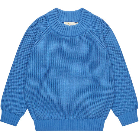 COPENHAGEN COLORS Sharp Blue Stickad Classic Rib Blus