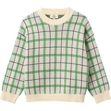 COPENHAGEN COLORS Green Comb. Stickad Jacquard Check Blus