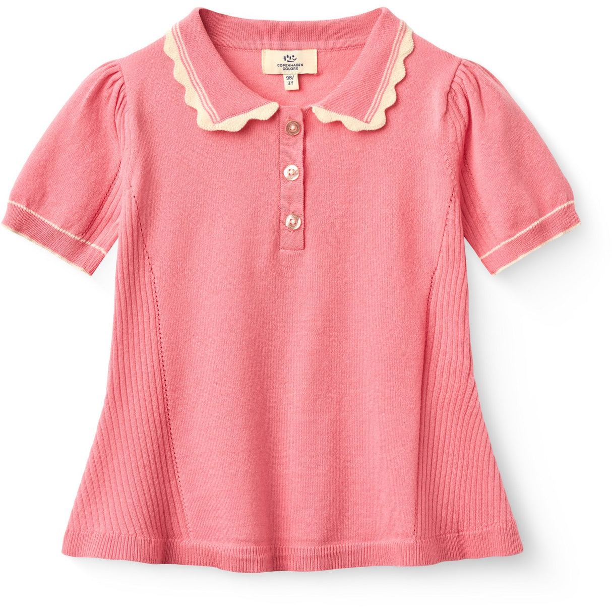 COPENHAGEN COLORS Pink Comb. Stickad Peplum Blus