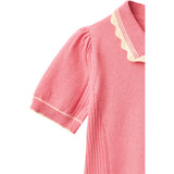 COPENHAGEN COLORS Pink Comb. Stickad Peplum Blus