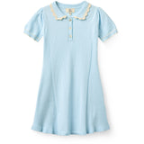 COPENHAGEN COLORS Ice Blue Comb Stickad Peplum Klänning