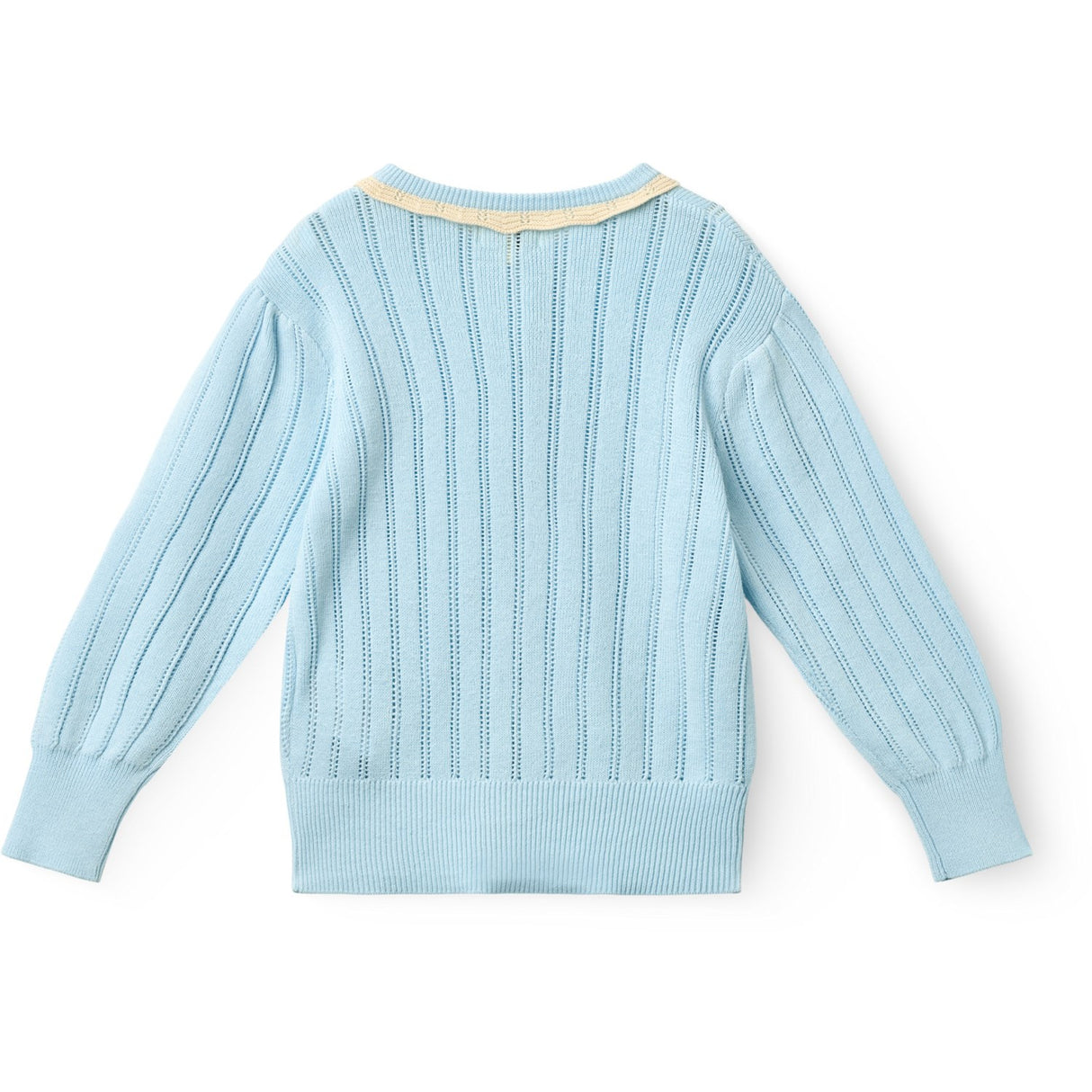 COPENHAGEN COLORS Ice Blue/Cream Comb. Stickad Pointelle Cardigan