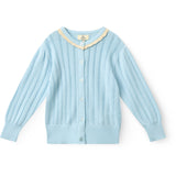 COPENHAGEN COLORS Ice Blue/Cream Comb. Stickad Pointelle Cardigan