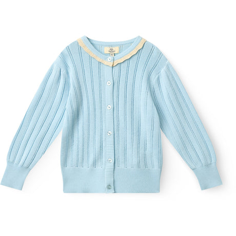 COPENHAGEN COLORS Ice Blue/Cream Comb. Stickad Pointelle Cardigan