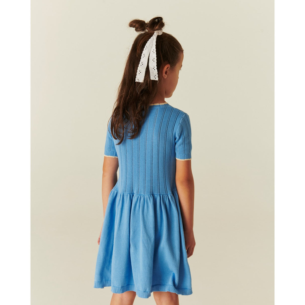 COPENHAGEN COLORS Sky Blue Comb Stickad Pointelle Klänning