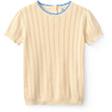 COPENHAGEN COLORS Cream Stickad Pointelle Ss Blus