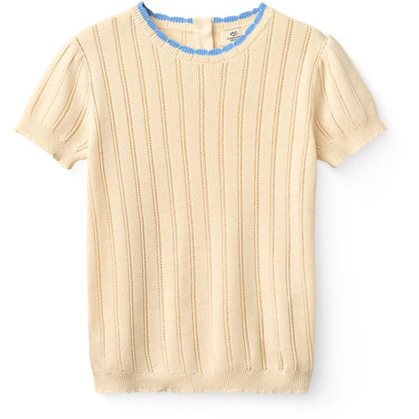 COPENHAGEN COLORS Cream Stickad Pointelle Ss Blus