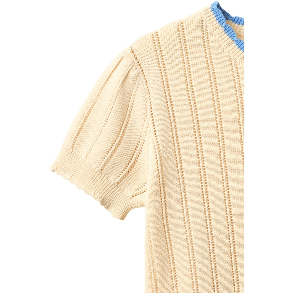 COPENHAGEN COLORS Cream Stickad Pointelle Ss Blus
