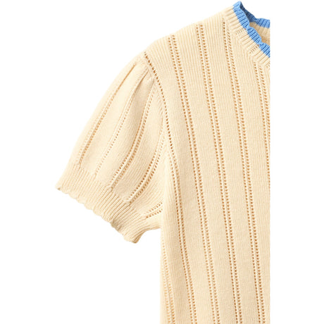 COPENHAGEN COLORS Cream Stickad Pointelle Ss Blus