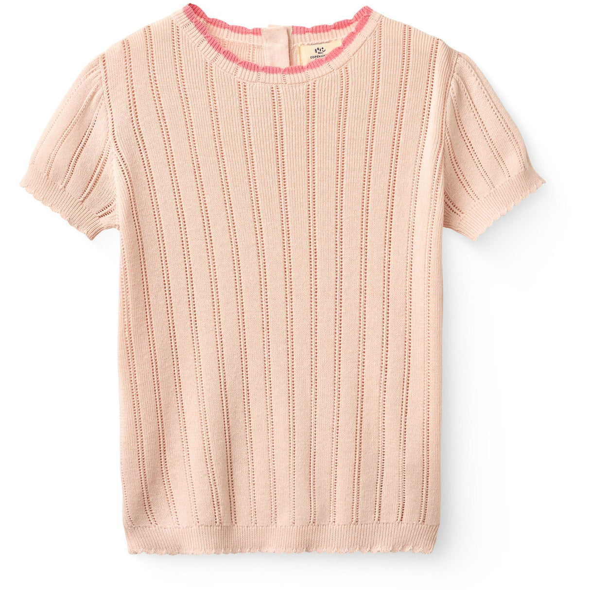 COPENHAGEN COLORS Dusty Rose Stickad Pointelle Ss Blus
