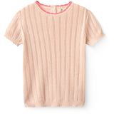 COPENHAGEN COLORS Dusty Rose Stickad Pointelle Ss Blus