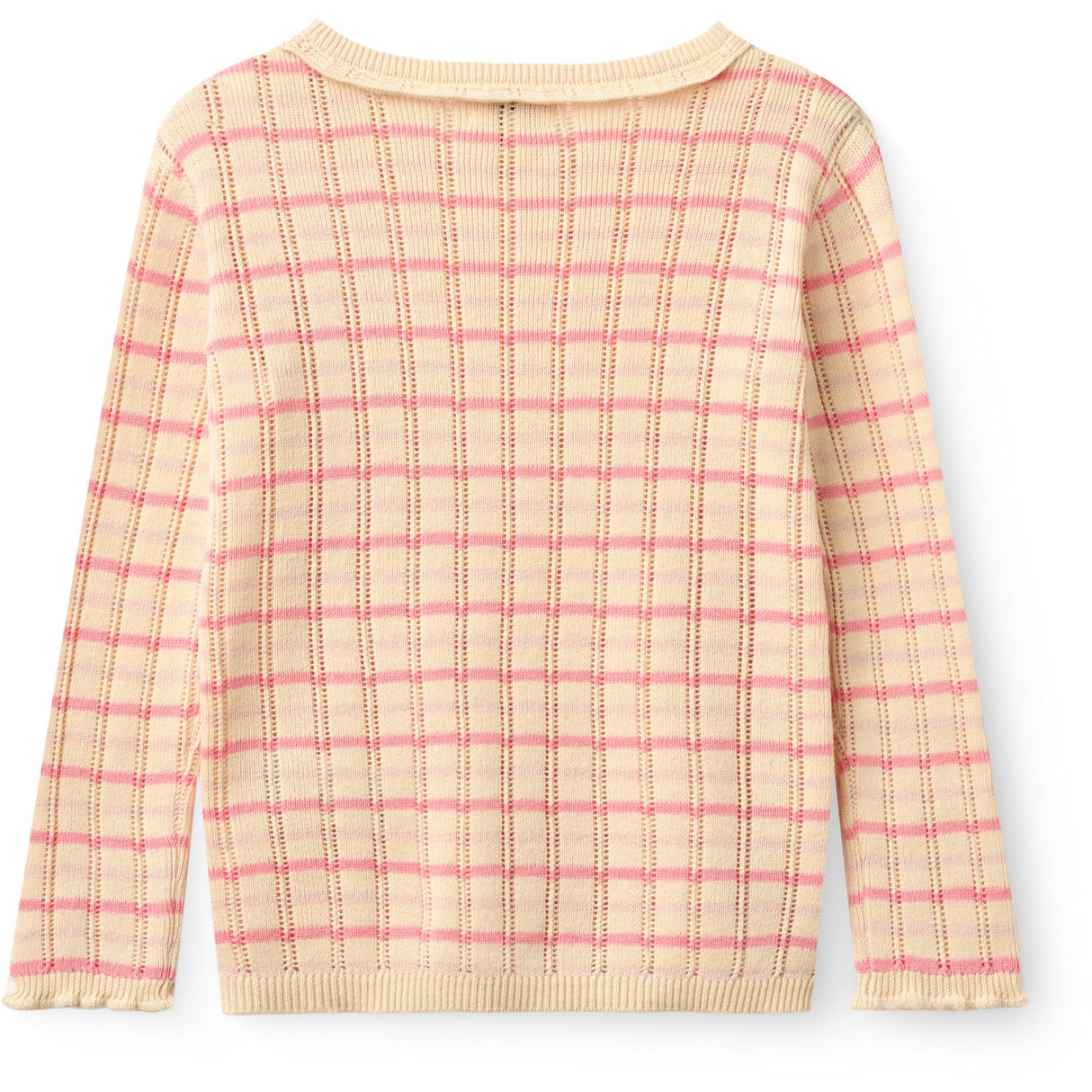 COPENHAGEN COLORS Pink Comb. Stickad Stripe Pointelle Ls Blus