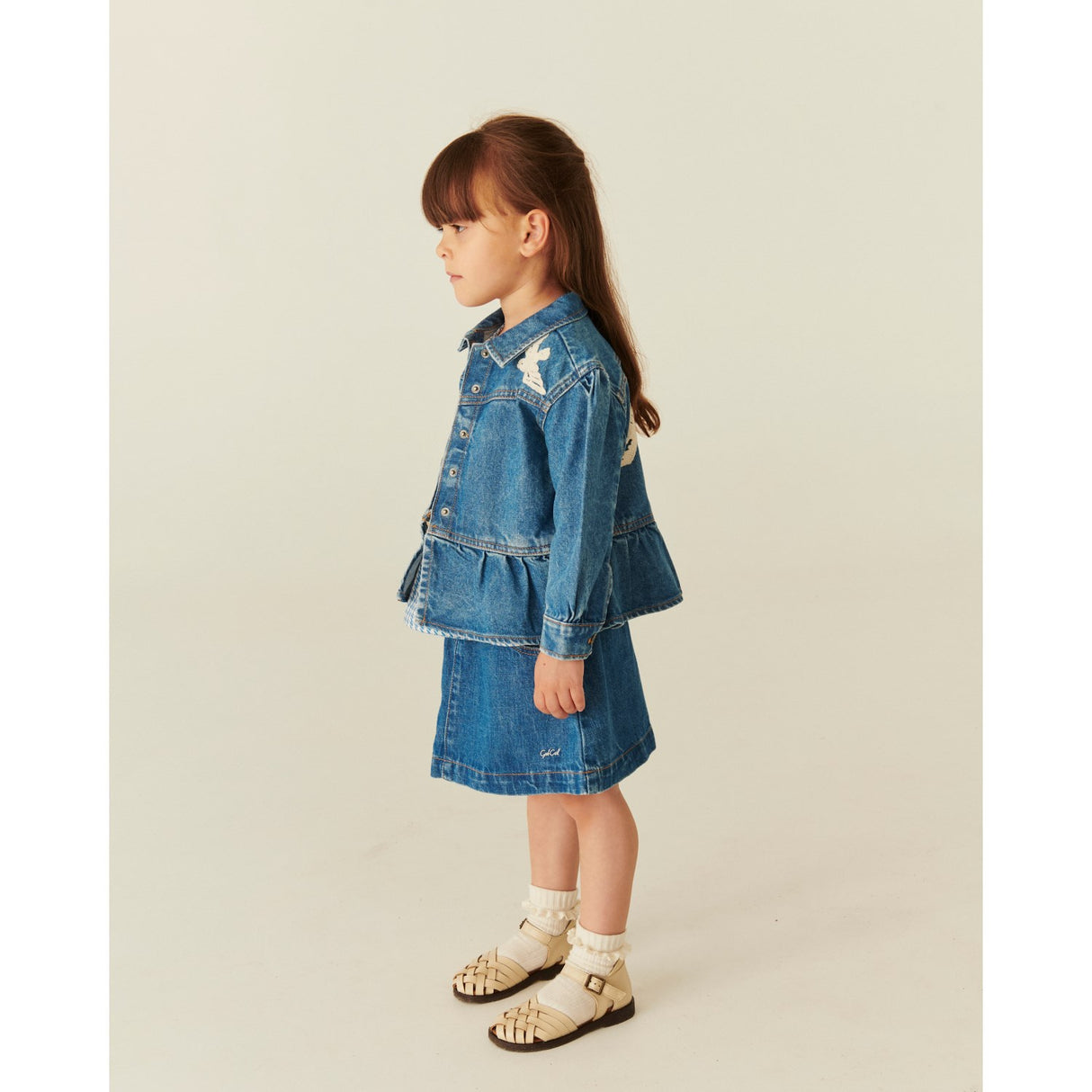 COPENHAGEN COLORS Indigo Blue Washed Organic Pocket Kjol