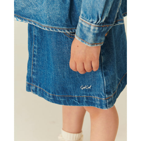 COPENHAGEN COLORS Indigo Blue Washed Organic Pocket Kjol