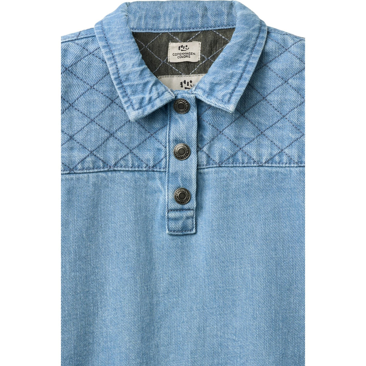 COPENHAGEN COLORS Lt. Washed Blue Quilt Organic Quiltad Denim Klänning