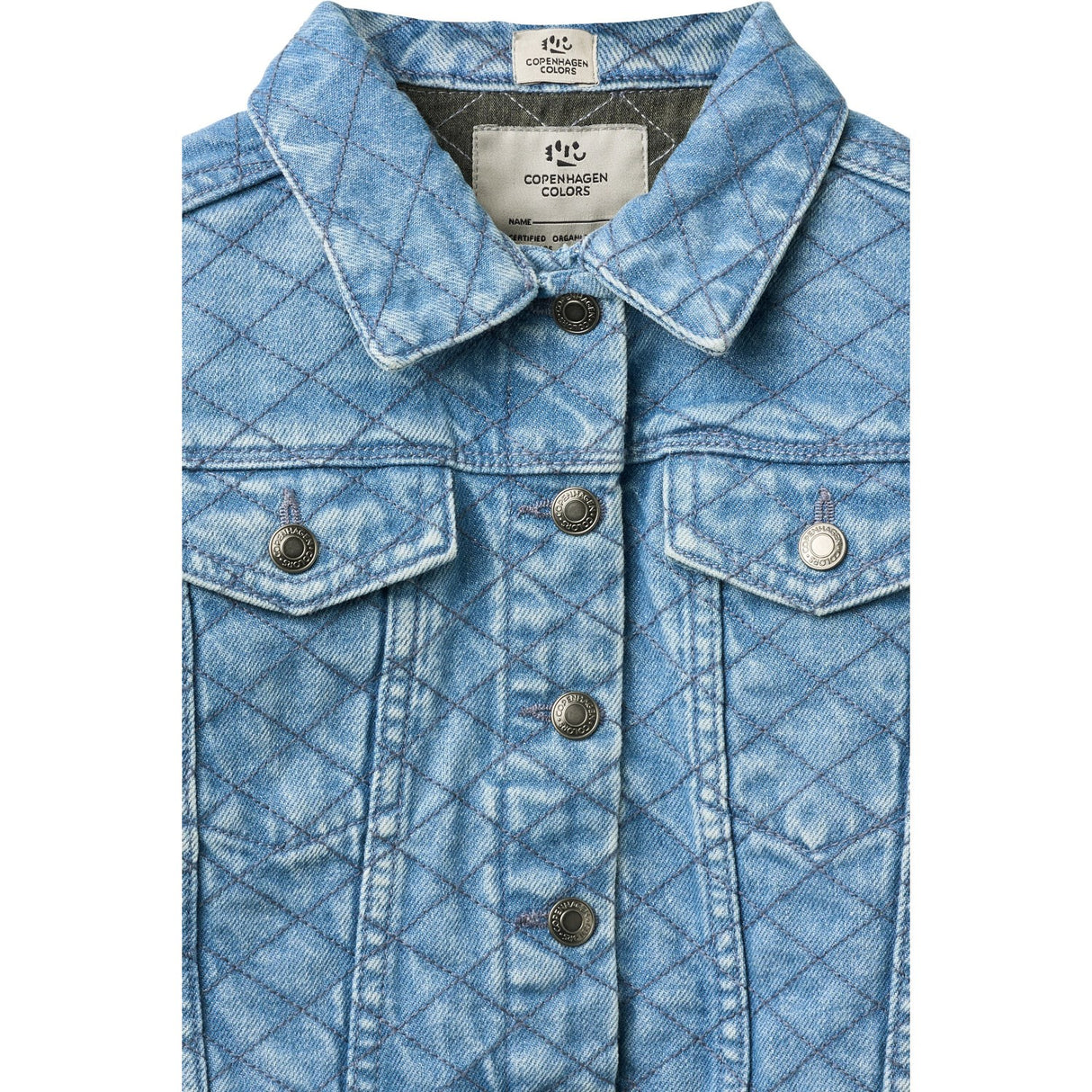 COPENHAGEN COLORS Lt. Washed Blue Quilt Organic Quiltad Denim Jacka