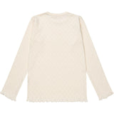 COPENHAGEN COLORS Cream Pointelle Heart Ls Tee