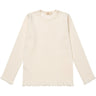 COPENHAGEN COLORS Cream Pointelle Heart Ls Tee