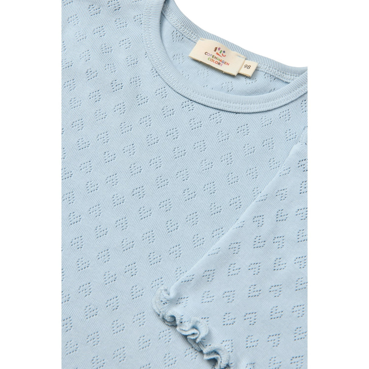 COPENHAGEN COLORS Dusty Blue Pointelle Heart T-Shirt