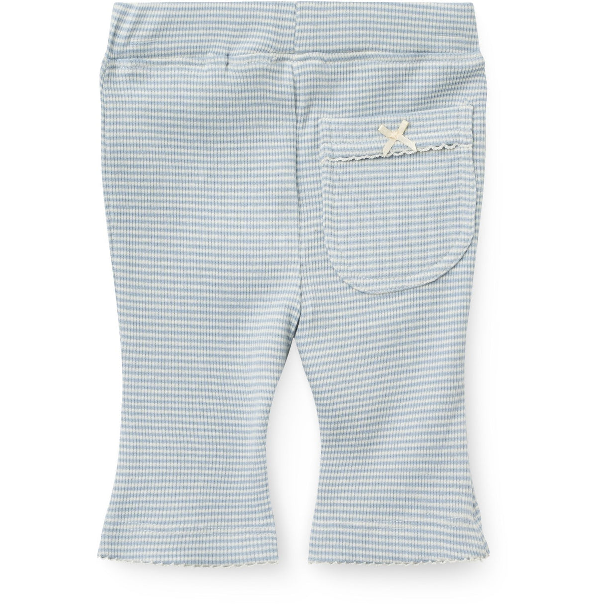 COPENHAGEN COLORS Dusty Blue Stripe Stripe Modal Rib Flare Pant W. Picot & Rosett