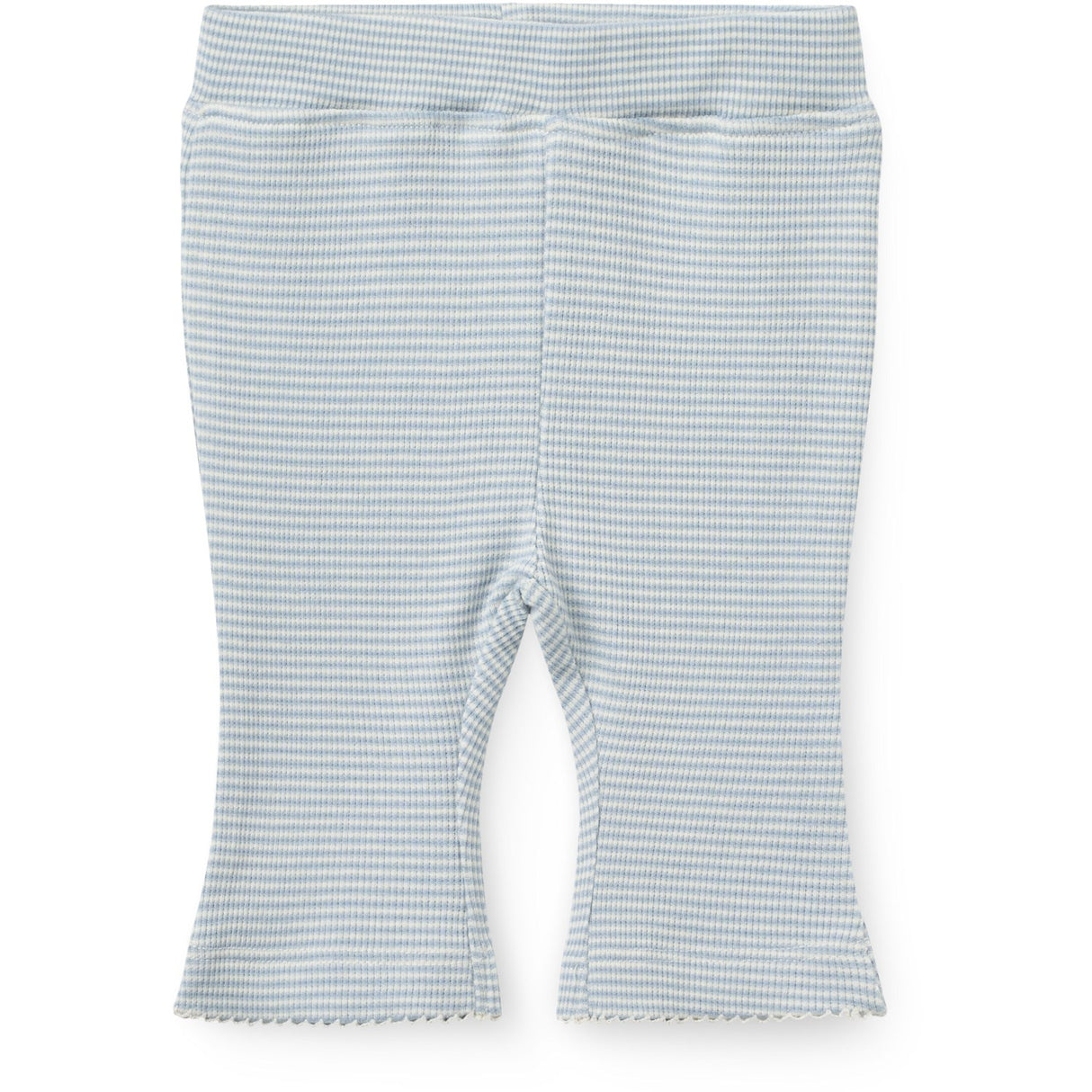 COPENHAGEN COLORS Dusty Blue Stripe Stripe Modal Rib Flare Pant W. Picot & Rosett