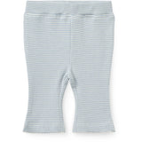 COPENHAGEN COLORS Dusty Blue Stripe Stripe Modal Rib Flare Pant W. Picot & Rosett