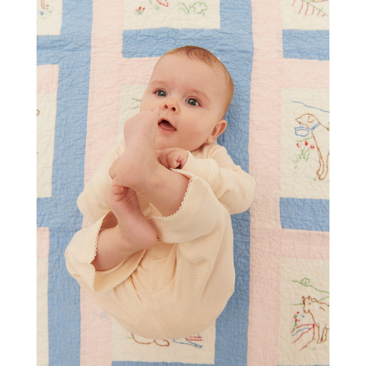 COPENHAGEN COLORS Dusty Rose Stripe Stripe Modal Rib Flare Pant W. Picot & Rosett