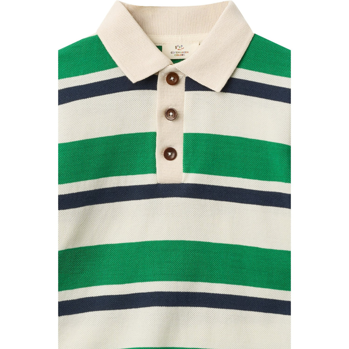 COPENHAGEN COLORS Sharp Green Comb. Striped Pique Pikétröja W. Ls