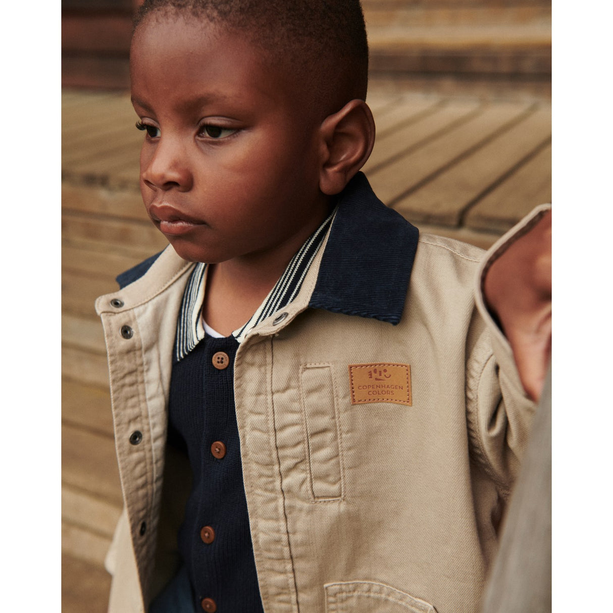 COPENHAGEN COLORS Beige Comb. Twill Jacka W. Corduroy Krage