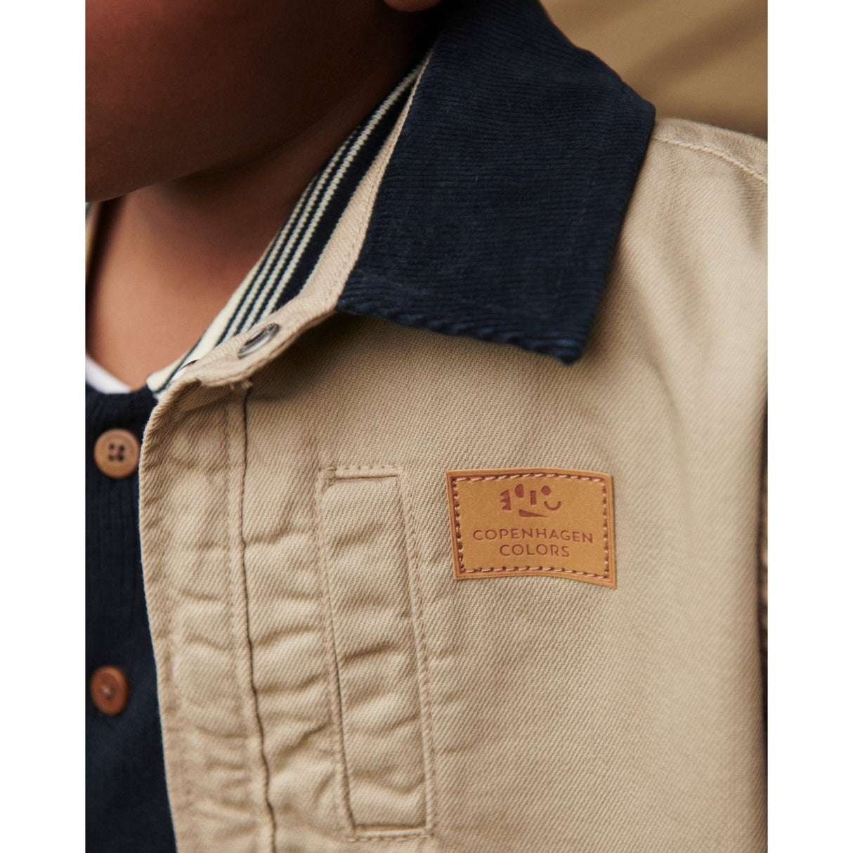 COPENHAGEN COLORS Beige Comb. Twill Jacka W. Corduroy Krage